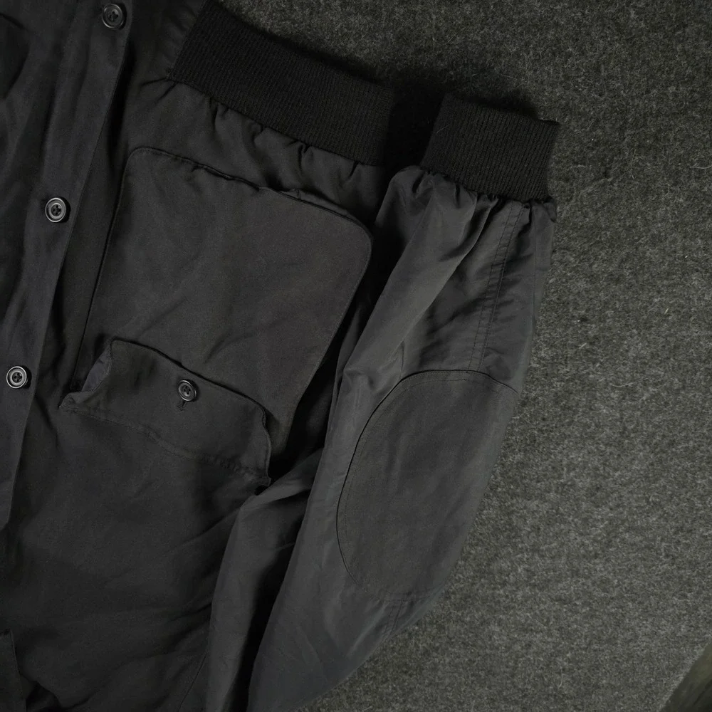 Vtg Faconnable Albert Goldberg Black Biswing Bomber Jacket Elbow Patches Men's L - Picture 15 of 16